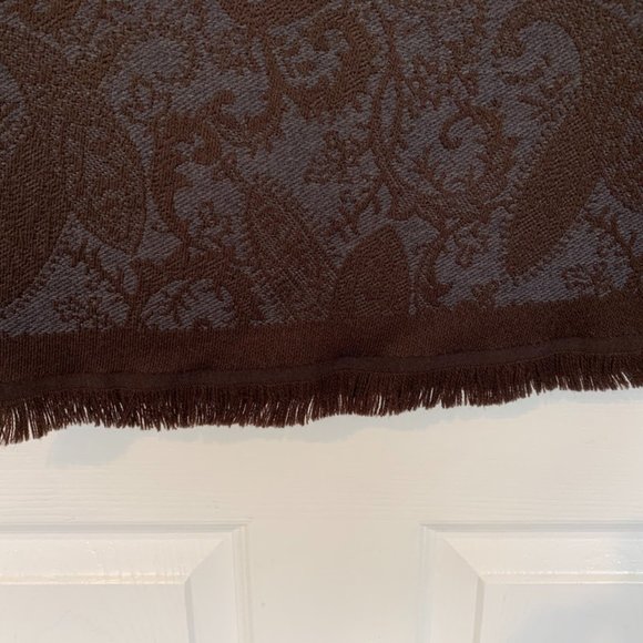 HUGO BOSS Paisley Brown Blue Wool Scarf - Picture 2 of 5